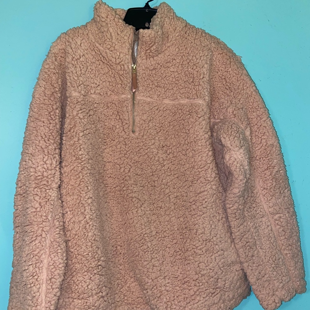 Light Pink Sherpa Quarter Zip